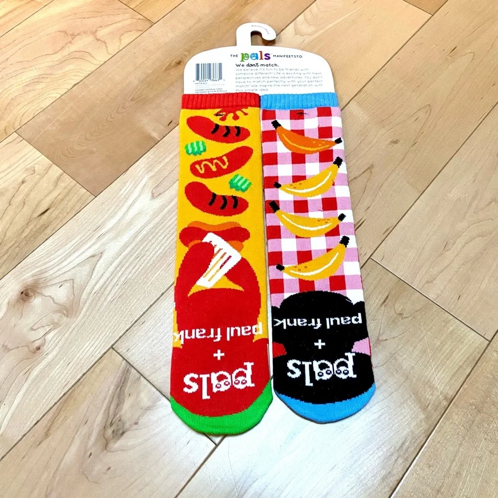 new Paul Frank Fun Julius & Bob colorful quirky BBQ theme mismatched socks adult - Picture 2 of 2
